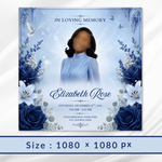 Blue Funeral Announcement Flyer: Celebration of Life (Canva Template, 8x8