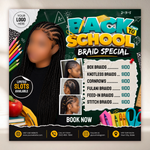 Back to School Hair Flyer: Braid Special, DIY Canva Template Canva Editable