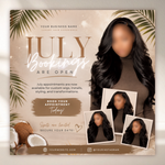 July Booking Flyer, Summer Beauty Flyer, Now Booking July, July 4th Flyer, Hair Braid Lash Brow Flyer, Fourth of July, Books Open, DIY Canva