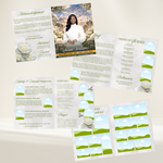 Green & White Roses Funeral Program Template: 8-Page Memorial (Canva PDF)