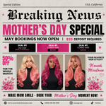 Mothers Day Booking Flyer, May Special, Lash, Wig, Nails (Canva Editable)