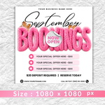 September Booking Flyer, Fall Booking Flyer, September Books Open Flyer, Hair Nails Wig Install Flyer, Salon Flyer, Editable Canva Template