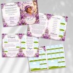 Purple Roses Funeral Program Template: 8-Page Memorial (Canva, PDF Download)