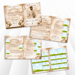 Cream & Beige Roses Arch funeral program – all 8 pages laid out