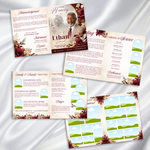 Red & White Roses Funeral Program Template: 8-Page Memorial (Canva PDF Download)