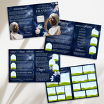 Blue Funeral Program Canva Template | 8 Page Memorial Booklet (Canva, PDF)