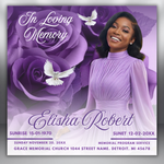 Purple Funeral Announcement Flyer: Editable Canva Template (Digital Download)