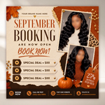 September Booking Flyer, Fall Booking Flyer, September Books Open Flyer, Hair Nails Wig Install Flyer, Salon Flyer, Editable Canva Template