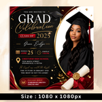 Class of 2026 Gold Graduation Invitation, Editable Magazine Style Black Boy College High School Grad Party Canva DIY Flyer