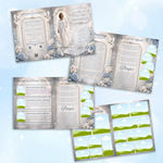 Blue Roses Funeral Program Template, Memorial Obituary (Canva Template)