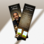 Black & Gold Memorial Bookmark Template: Funeral Keepsake (Canva PDF)