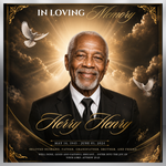 Black & Gold Funeral Announcement Flyer: Obituary, Celebration of Life (Canva Template PDF)