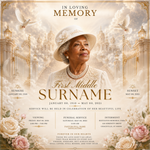 White Gold Funeral Announcement Flyer: Editable Canva Template (Digital Download)