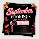 September Booking Flyer, Fall Booking Flyer, September Books Open Flyer, Hair Nails Wig Install Flyer, Salon Flyer, Editable Canva Template