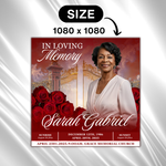 Red Roses Funeral Announcement Flyer: Celebration of Life Invitation (Canva Template, Digital Download, 8x8