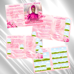 Pink & White Roses Funeral Program Template: 8-Page Memorial (Canva PDF)