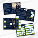 Blue & Gold Funeral Program Template, 8-Page Memorial (Canva, PDF)