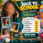Back to School Hair Flyer: Braid Special, DIY Canva Template Canva Editable