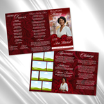 Red Roses Funeral Program Template: Trifold Memorial (Canva Template)