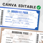 Editable Surprise Boarding Pass Template: Printable Airline Ticket (Canva Template)