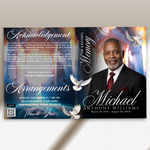 Funeral Program Canva Template | Heavenly Dove Memorial Theme | 8 Page Memorial Booklet