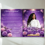 Purple Roses Funeral Program Template: 8-Page Memorial (Canva, PDF Download)
