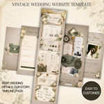 Green & White Floral Wedding Website Template with RSVP: Editable Canva Design (Digital Download)