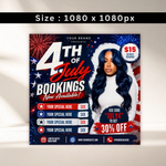 July Booking Flyer, July Bookings, 4th of July Booking Flyer, July Books Open, Appointment Flyer, Hair Nails Lashes Makeup, Book Now Flyer