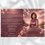 Dusty Rose Funeral Program Template | Elegant Memorial Service Canva Template | Celebration of Life Program 8-Page Memorial (Canva, PDF)