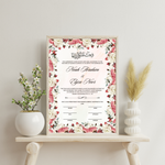 Floral Nikkah Certificate: Islamic Wedding Contract (Digital Download A4 Template)