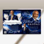 Blue Funeral Program Canva Template | 8 Page Memorial Booklet (Canva, PDF)