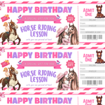 Horse Riding Lessons Gift Voucher, Editable Birthday Ticket (Canva PDF)