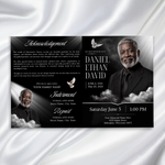 Black Cloud Funeral Program Template: 8-Page Memorial (Canva Template, PDF Download)