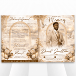 Cream & Beige Roses Arch funeral program – acknowledgement and back cover pages