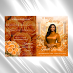 Orange Roses Funeral Program Template: 8-Page Memorial (Canva PDF)
