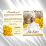 Yellow & Brown Roses Funeral Program Template: 8-Page Memorial (Canva PDF)