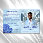 Light Blue Clouds Funeral Program Template: 8-Page Memorial (Canva Editable, Digital Download 17x11