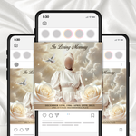 White Rose Funeral Announcement Flyer: Celebration of Life Canva Template (Digital Download)