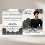 Grey Roses Funeral Program Template: Celebration of Life (Canva, 8 Pages, Digital Download)