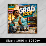 Graduation Flyer 2026 Blue Invitation Template, Canva Editable High School College Graduation Party Invite, DIY text, instant download