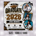 Editable Leopard Graduation Invitation Flyer, Graduation Party, Class Of 2026 Flyer, Graduate Flyer, Graduation Invitation Template