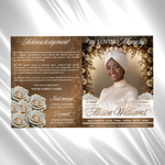 Brown Roses Funeral Program Template: 8-Page Memorial (Canva PDF)