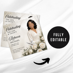 White & Black Funeral Announcement Flyer: Editable Canva Template (Digital Download)