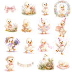 Pink Goose Watercolor Clipart Bundle, Baby Shower Graphics (70 PNG Files)