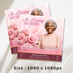 Pink Funeral Announcement Flyer: Editable Canva Template (Digital Download)