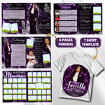 Purple Funeral Program Template, 8-Page Memorial (Canva, PDF)