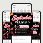 September Booking Flyer, Fall Booking Flyer, September Books Open Flyer, Hair Nails Wig Install Flyer, Salon Flyer, Editable Canva Template