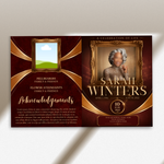 Elegant Funeral Program Canva Template | Brown Gold Theme | 8 Page Memorial Booklet