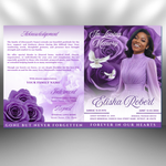 Purple Roses Funeral Program Template: 8-Page Memorial (Canva, PDF Download)