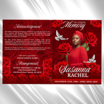 Red Roses Funeral Program Template: Celebration of Life (Canva, 8 Pages, Digital Download)